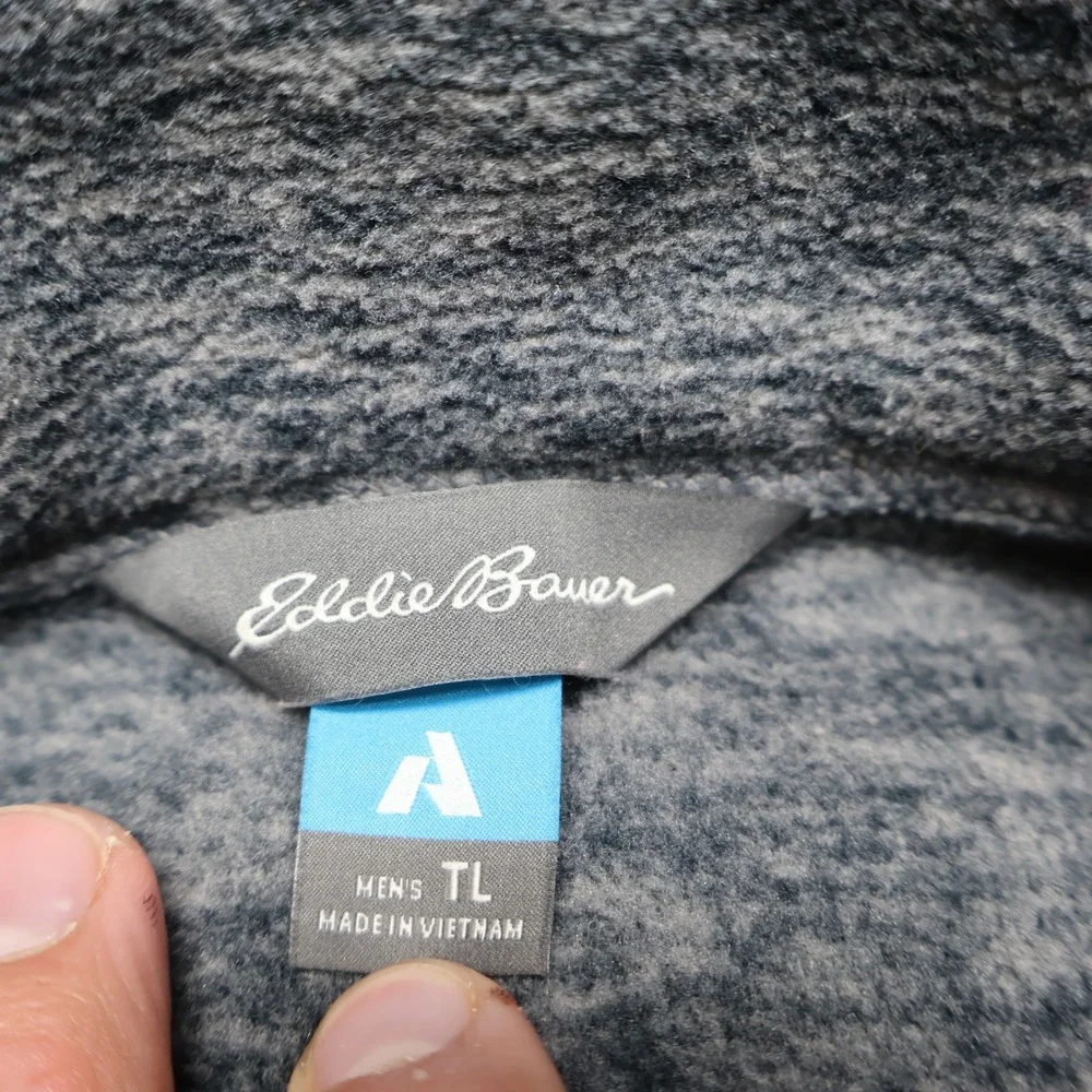 Eddie Bauer Jacket Mens Large Tall Gray First Ascent Fleece Full Zip Outdoor